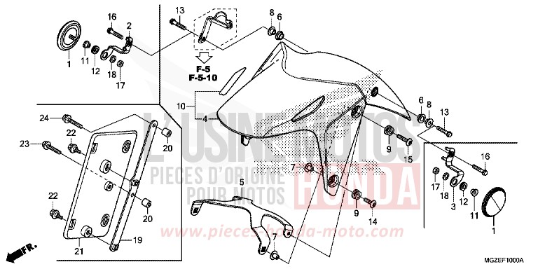 FRONT FENDER for CB500F ABS PEARL HIMALAYAS WHITE (NHA87) from 2014